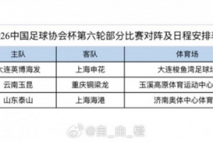 博主分享足协杯3场1/4决赛时间:泰山vs海港9月1日19:35开球