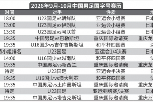 马德兴晒国字号9月-10月赛程:U23国足出战亚运会,国足踢邀请赛