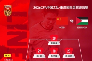 重庆国际足球邀请赛,中国vs巴勒斯坦,中国队首发阵容公布